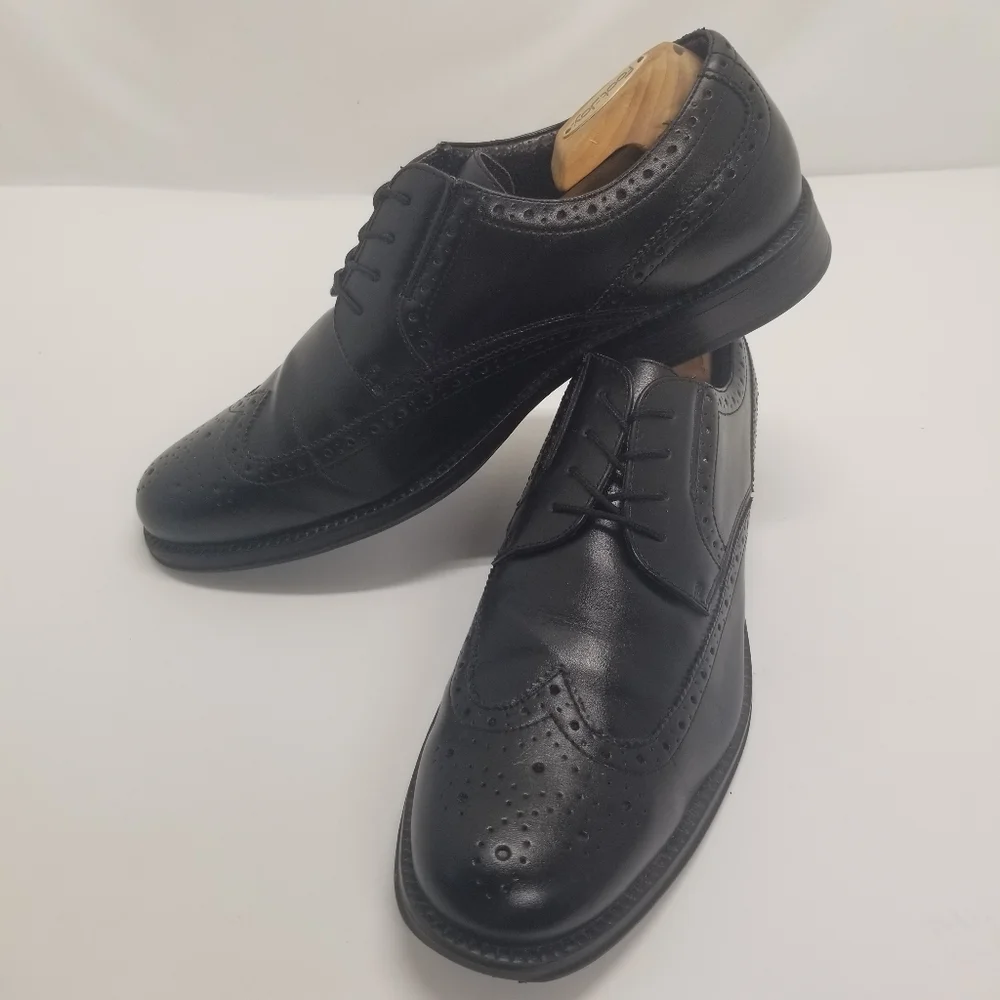 Dockers Wycliff Mens Size 12 Black Faux Leather Oxford Derby Wing-Tip